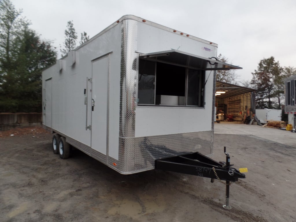 8.5' x 24' White Deck Over Concession Food Trailer With Appliances