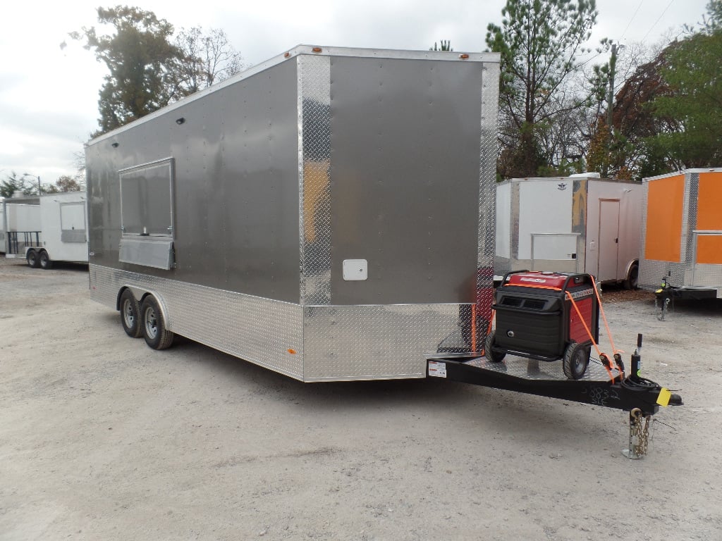 8.5' x 20' Light Pewter Concession Food Trailer With Appliances