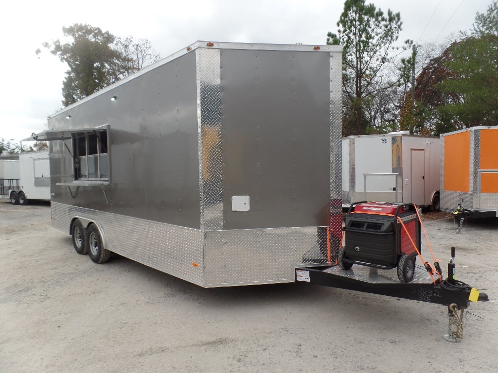 8.5' x 20' Light Pewter Concession Food Trailer With Appliances