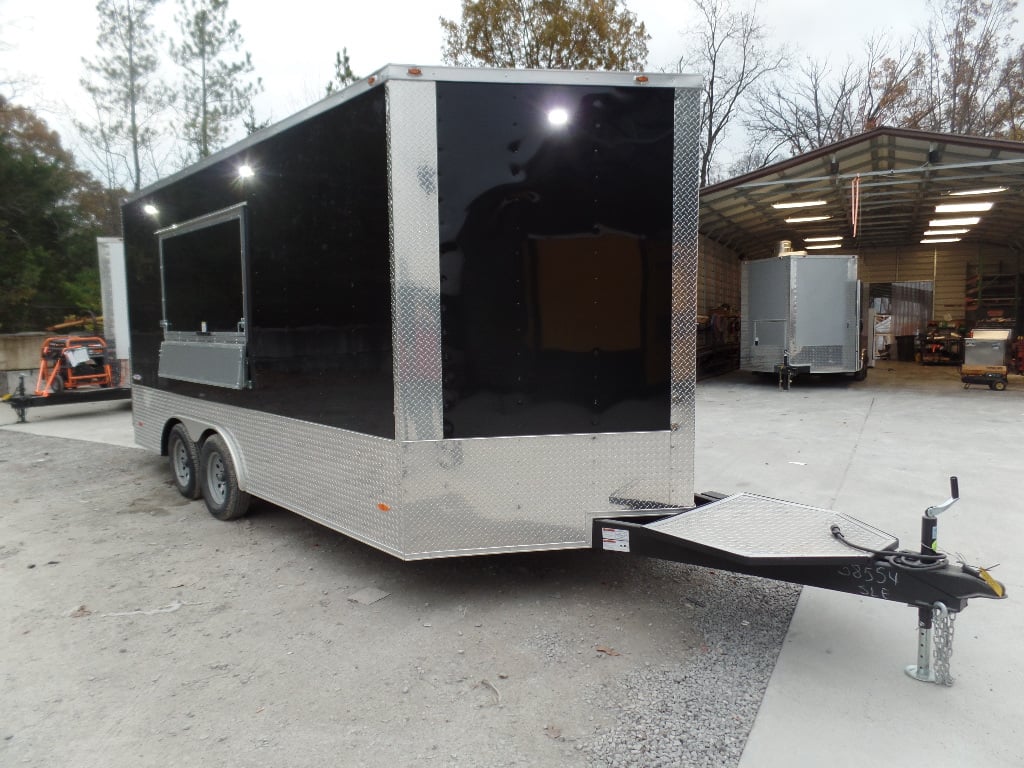 8.5' x 16' Black Catering Concession Food Trailer With Appliances