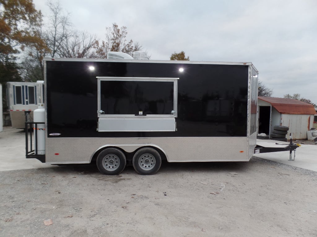 8.5' x 16' Black Catering Concession Food Trailer With Appliances