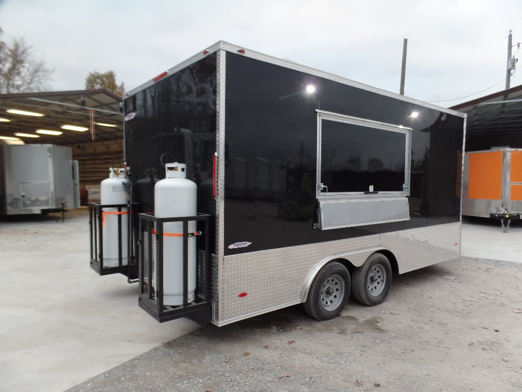 8.5' x 16' Black Catering Concession Food Trailer With Appliances