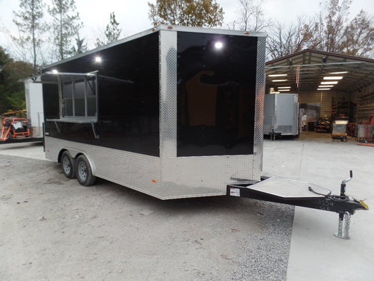 8.5' x 16' Black Catering Concession Food Trailer With Appliances