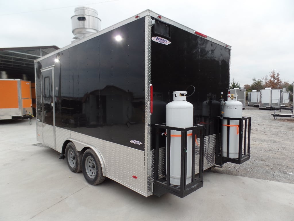 8.5' x 16' Black Catering Concession Food Trailer With Appliances