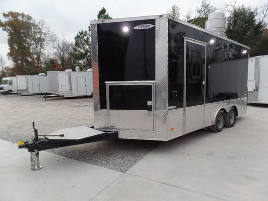 8.5' x 16' Black Catering Concession Food Trailer With Appliances