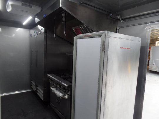 8.5' x 16' Black Catering Concession Food Trailer With Appliances