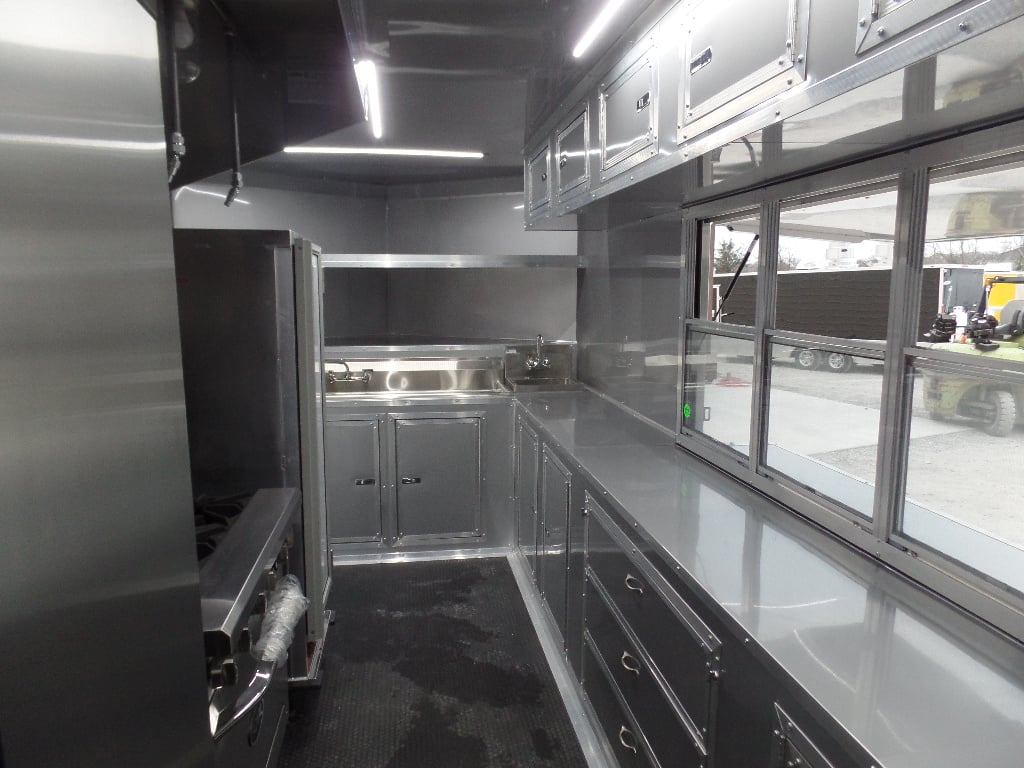 8.5' x 16' Black Catering Concession Food Trailer With Appliances