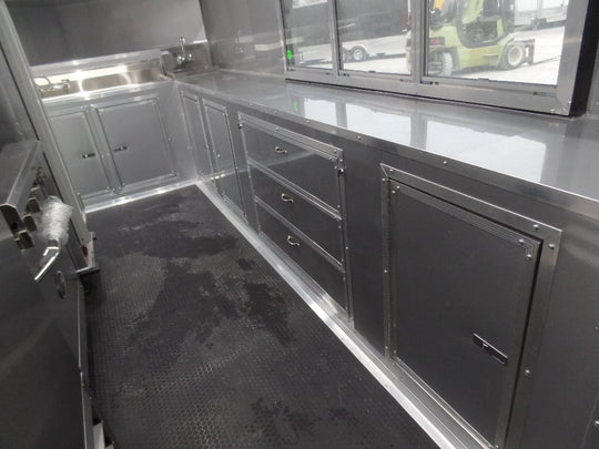 8.5' x 16' Black Catering Concession Food Trailer With Appliances