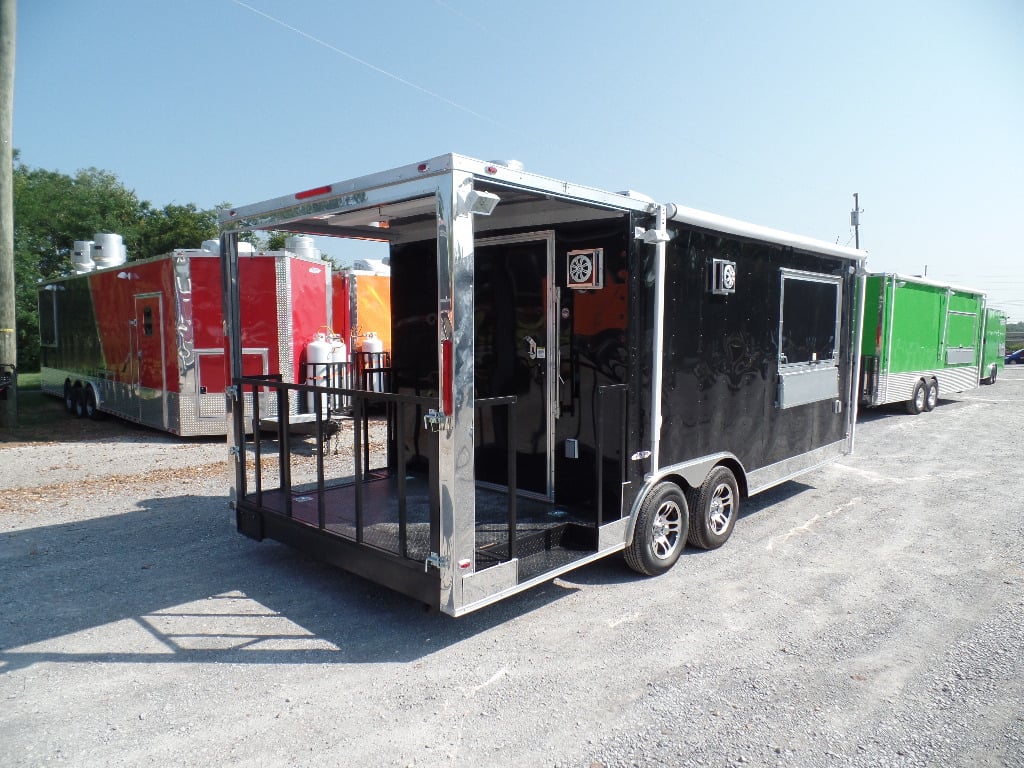 8.5' x 20' Concession Food Trailer Black BBQ Event Catering