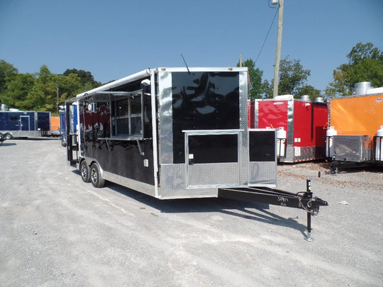 8.5' x 20' Concession Food Trailer Black BBQ Event Catering