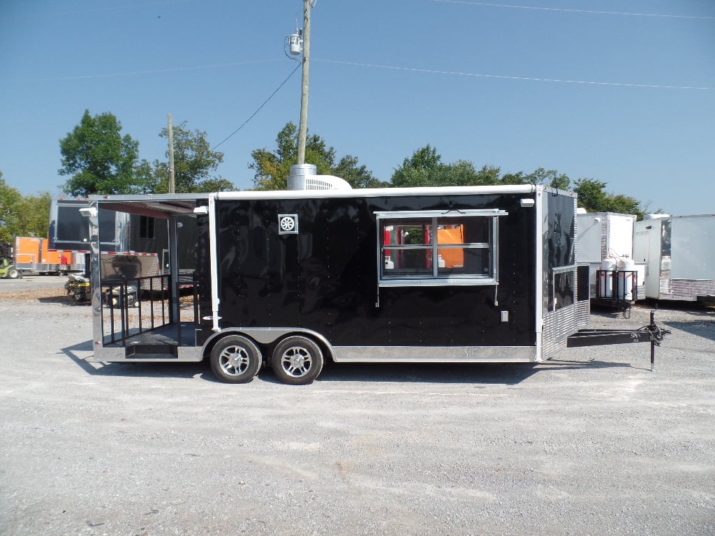 8.5' x 20' Concession Food Trailer Black BBQ Event Catering