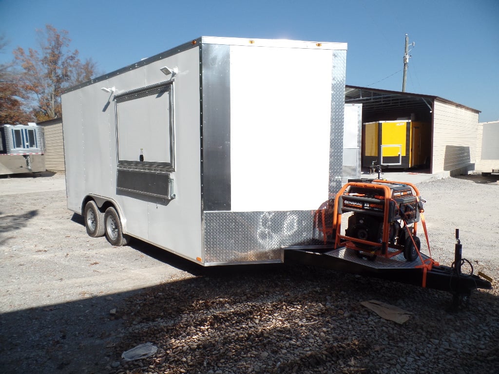 8.5' x 16' White Concession Food Trailer With Appliances