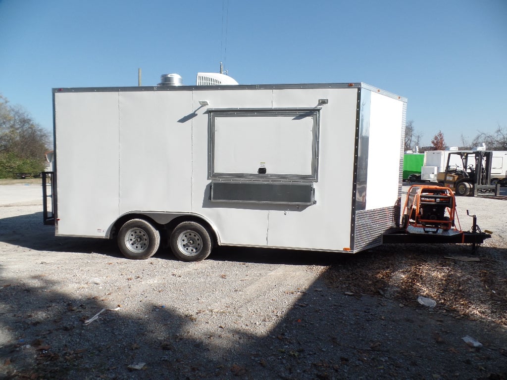 8.5' x 16' White Concession Food Trailer With Appliances