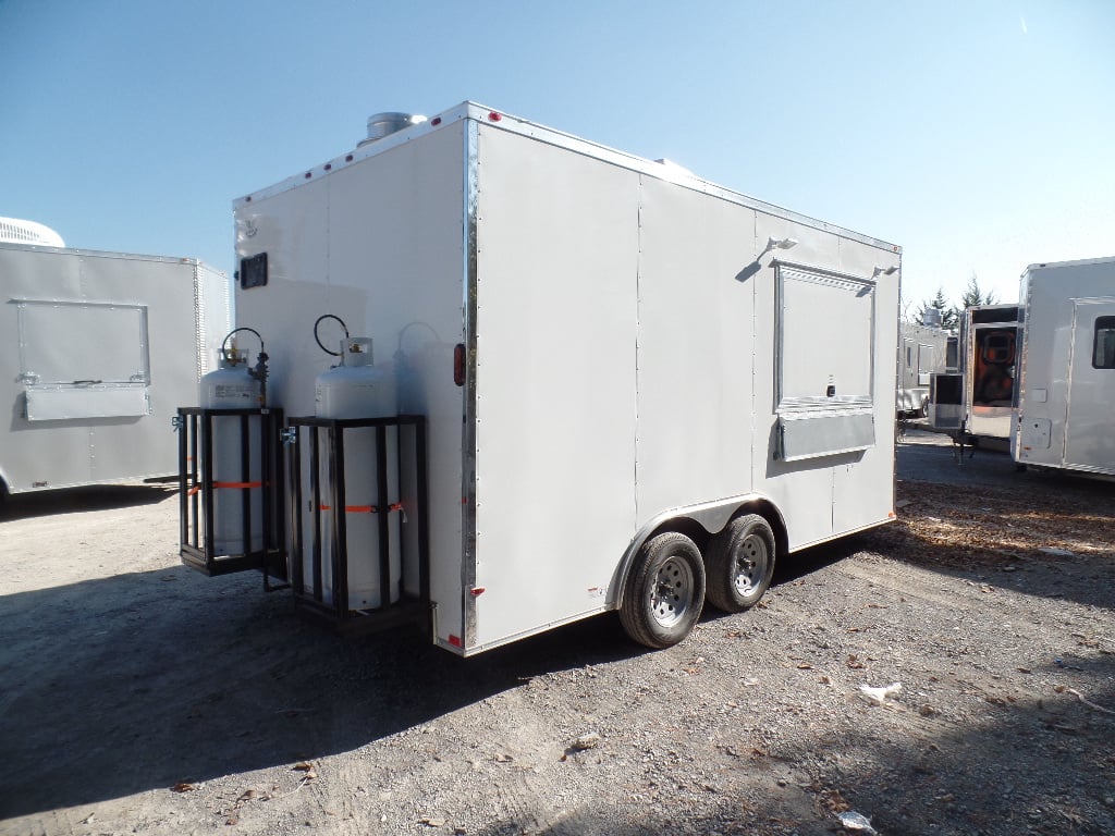 8.5' x 16' White Concession Food Trailer With Appliances