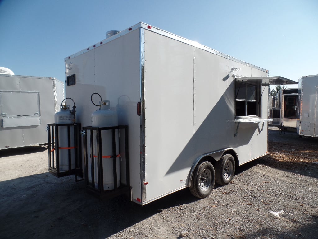 8.5' x 16' White Concession Food Trailer With Appliances