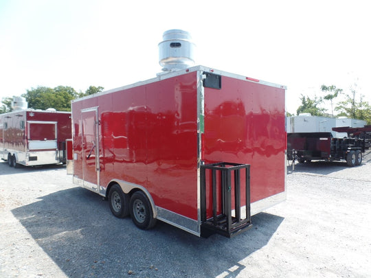 8.5' x 16' Concession Food Trailer Red Event Catering