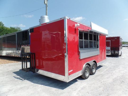 8.5' x 16' Concession Food Trailer Red Event Catering