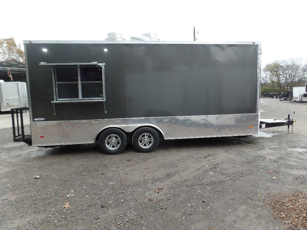 8.5' x 20' Charcoal Grey Vending Concession Food Trailer