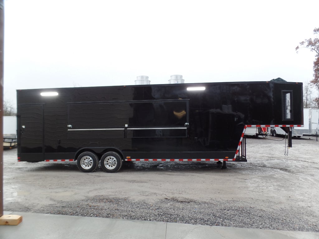 8.5' x 34' Black Goose Neck Concession Food Trailer