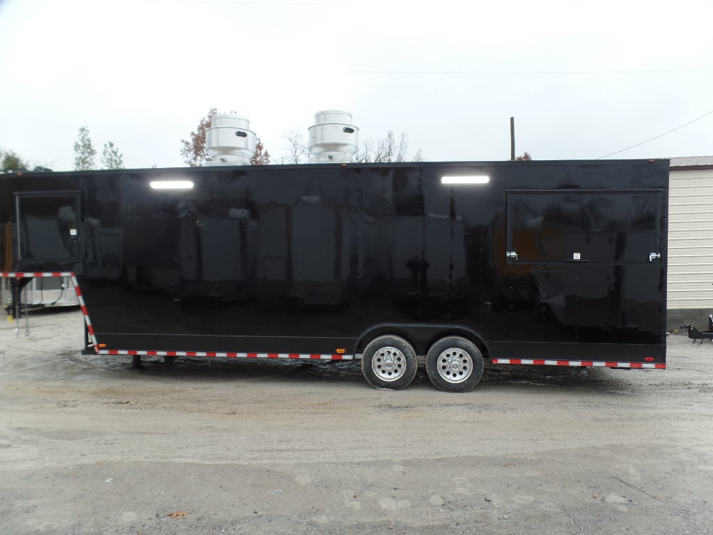 8.5' x 34' Black Goose Neck Concession Food Trailer