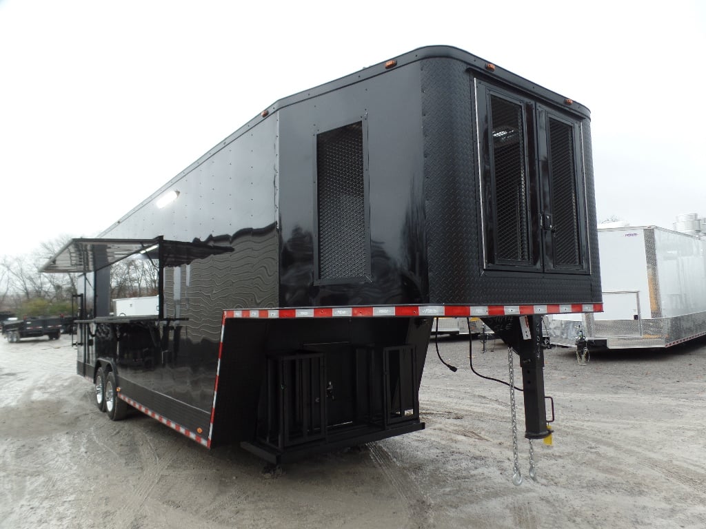 8.5' x 34' Black Goose Neck Concession Food Trailer