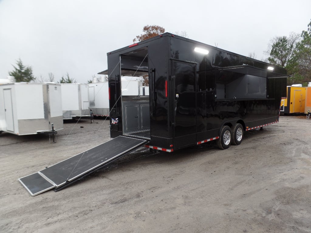 8.5' x 34' Black Goose Neck Concession Food Trailer