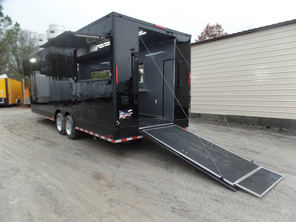 8.5' x 34' Black Goose Neck Concession Food Trailer