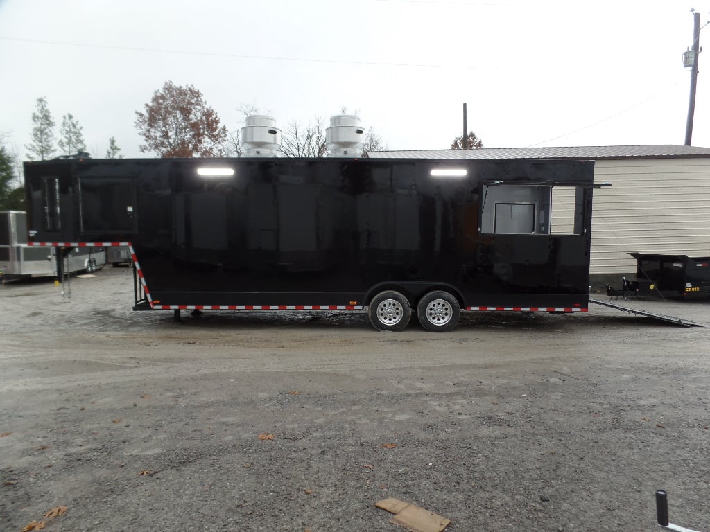 8.5' x 34' Black Goose Neck Concession Food Trailer