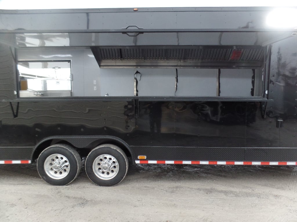 8.5' x 34' Black Goose Neck Concession Food Trailer