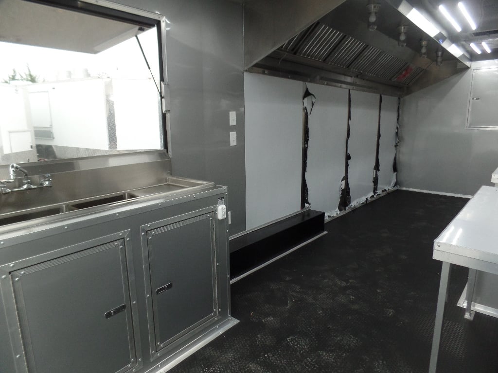 8.5' x 34' Black Goose Neck Concession Food Trailer