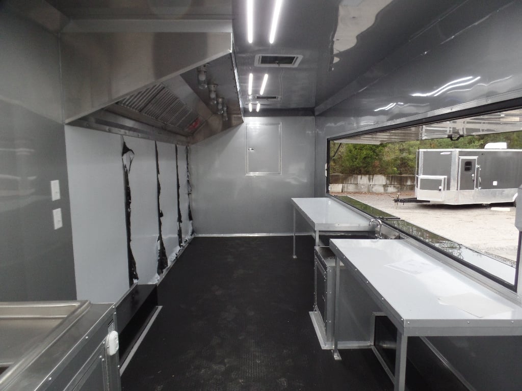 8.5' x 34' Black Goose Neck Concession Food Trailer