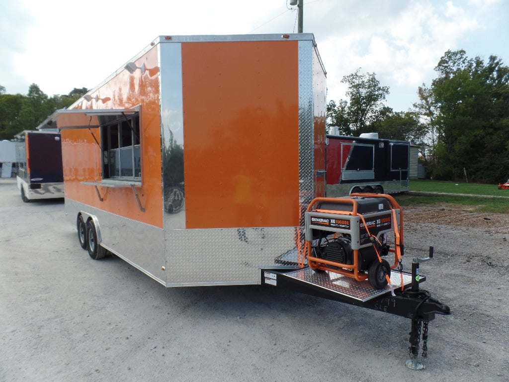 8.5' x 20' Concession Food Trailer Orange With Appliances