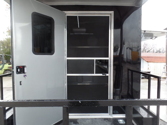 8.5' x 16' Black Porch Style Concession Food Trailer