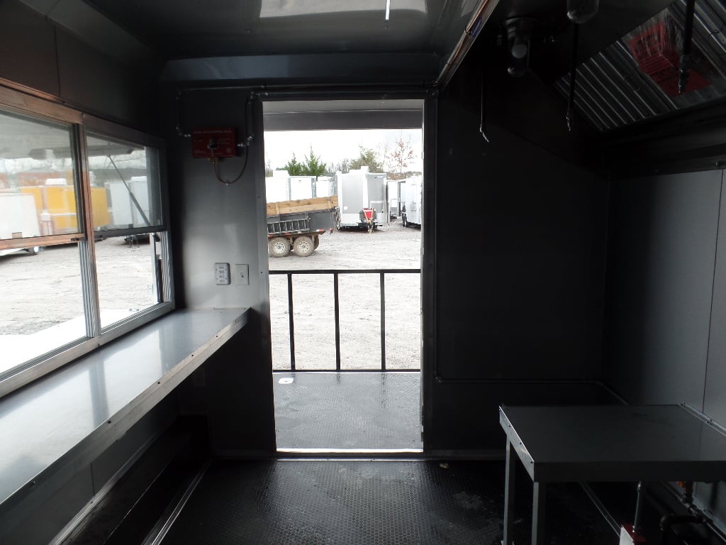 8.5' x 16' Black Porch Style Concession Food Trailer