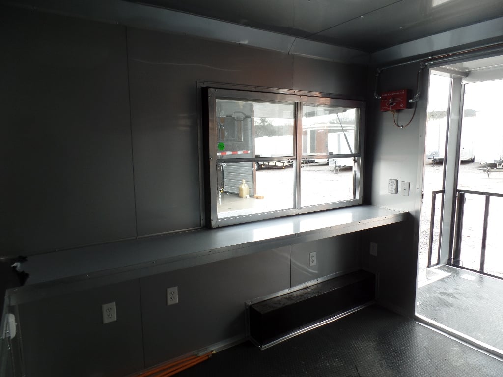 8.5' x 16' Black Porch Style Concession Food Trailer