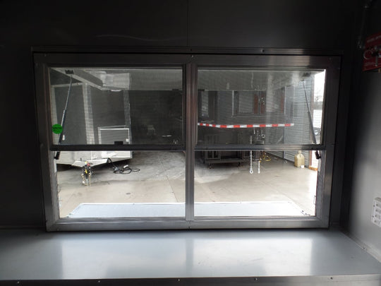 8.5' x 16' Black Porch Style Concession Food Trailer