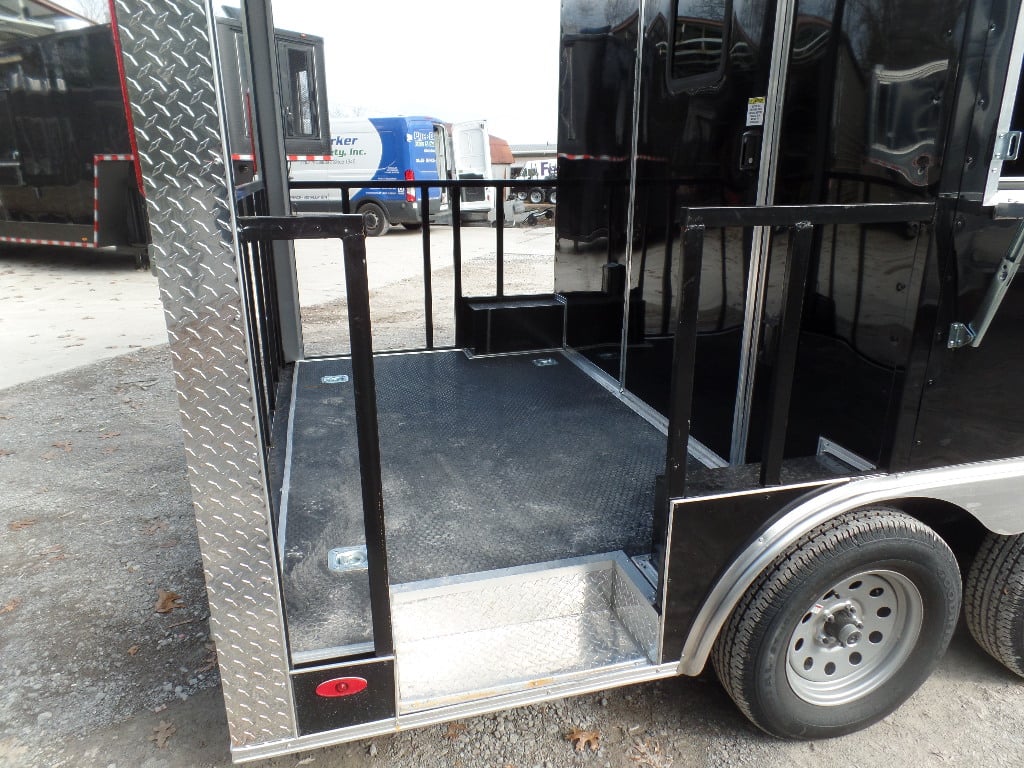 8.5' x 16' Black Porch Style Concession Food Trailer With Appliances