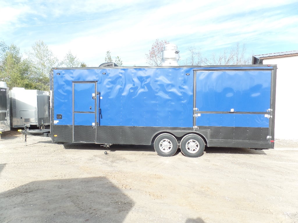 8.5' x 22' Cobalt Blue Porch Style Concession Food Trailer