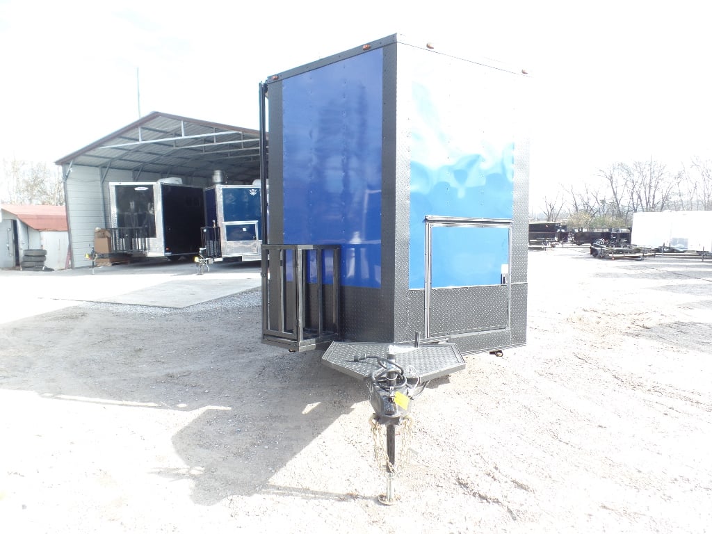 8.5' x 22' Cobalt Blue Porch Style Concession Food Trailer