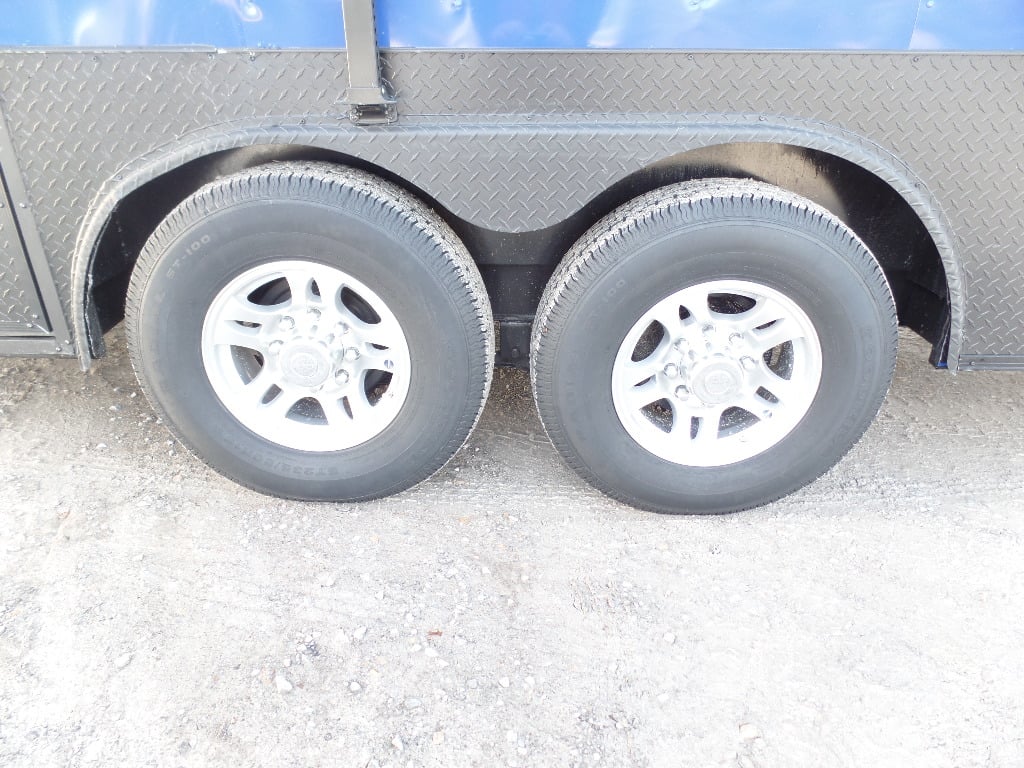 8.5' x 22' Cobalt Blue Porch Style Concession Food Trailer