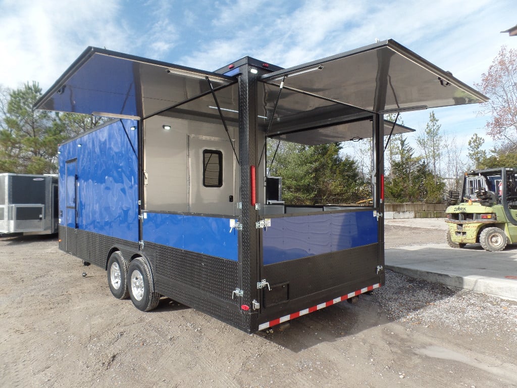 8.5' x 22' Cobalt Blue Porch Style Concession Food Trailer