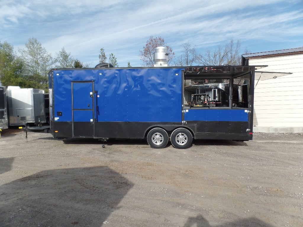 8.5' x 22' Cobalt Blue Porch Style Concession Food Trailer