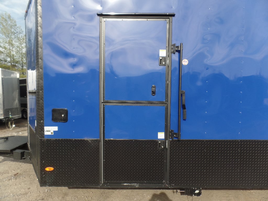 8.5' x 22' Cobalt Blue Porch Style Concession Food Trailer