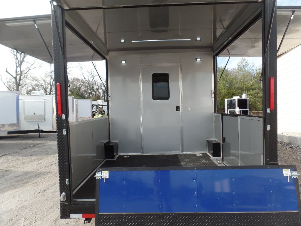 8.5' x 22' Cobalt Blue Porch Style Concession Food Trailer