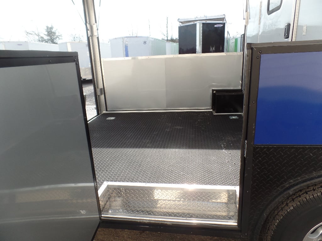 8.5' x 22' Cobalt Blue Porch Style Concession Food Trailer