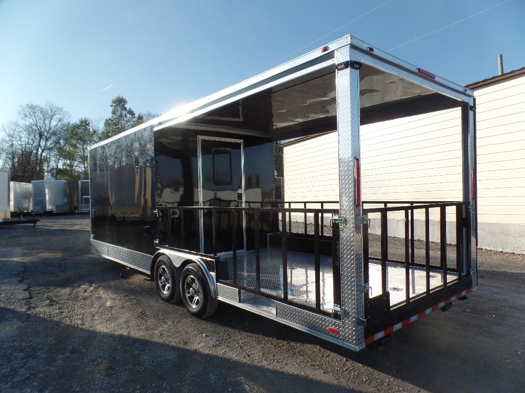 8.5' x 24' Black Porch Style Concession Food Trailer With Appliances