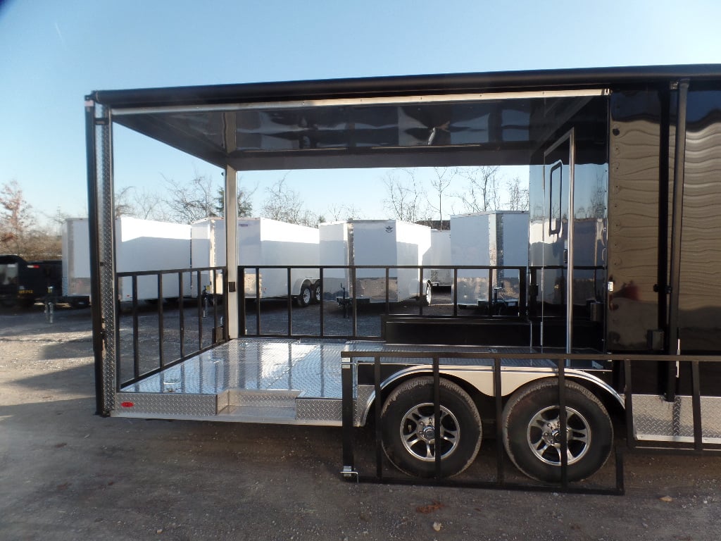 8.5' x 24' Black Porch Style Concession Food Trailer With Appliances