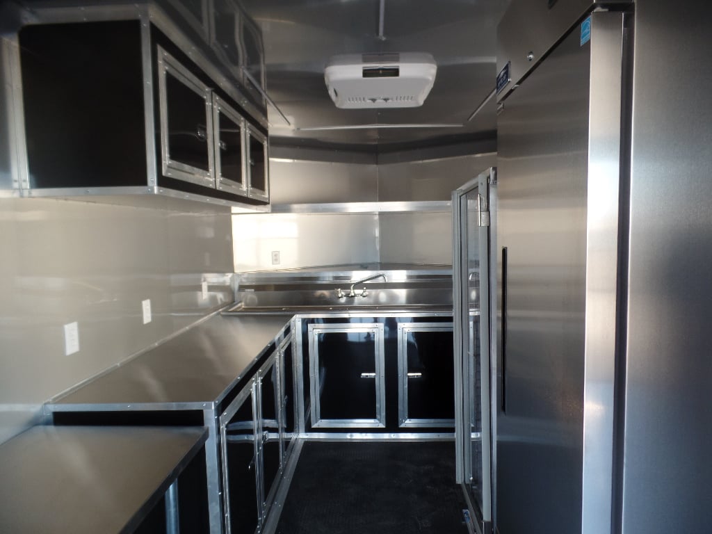 8.5' x 24' Black Porch Style Concession Food Trailer With Appliances