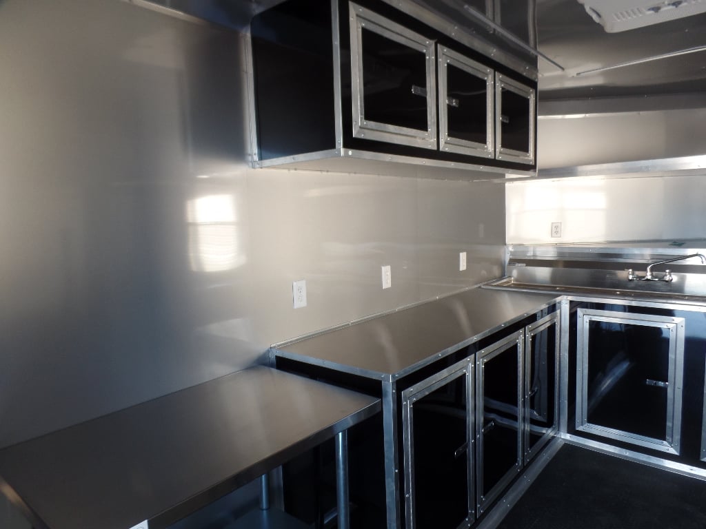 8.5' x 24' Black Porch Style Concession Food Trailer With Appliances