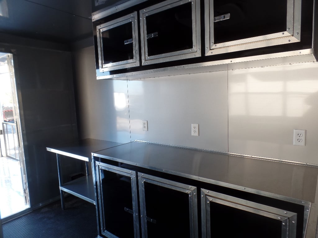 8.5' x 24' Black Porch Style Concession Food Trailer With Appliances